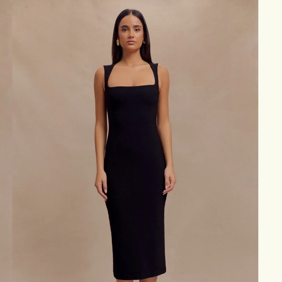 NWT Meshki Frida crepe midi dress in black size medium - Picture 4 of 9